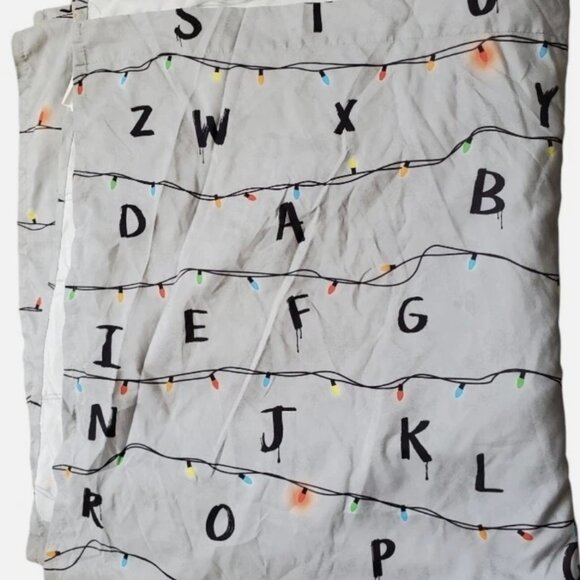Stranger Things String Lights Letters Full Flat and Fitted sheet set Sheet Gray - Picture 1 of 1